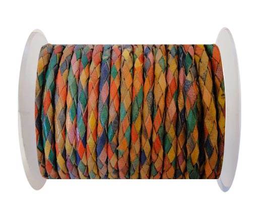 Round Braided Leather Cord SE/MD/01-multicoloured - 4mm