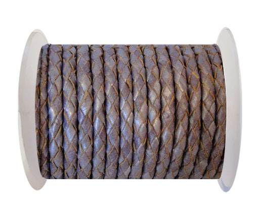 Round Braided Leather Cord SE/M/Metallic Purple - 4mm