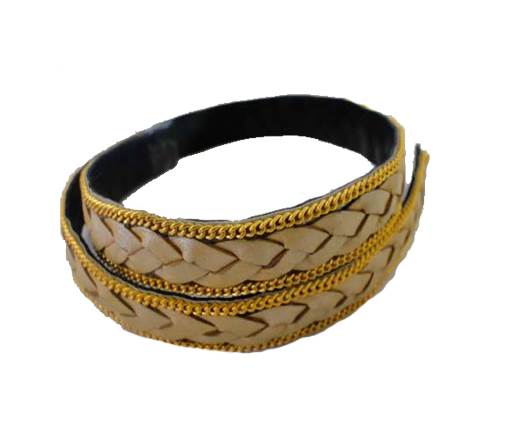 Braided Leather with golden chain-14mm-SE-M-202