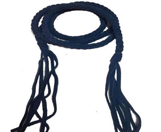 Suede Braided Belts with tassels - 8mm round -dark blue