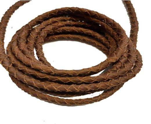  Suede Braided Leather Cords- Brown -5mm
