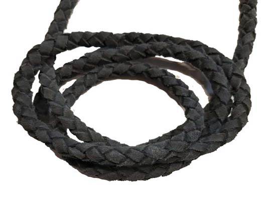  Suede Braided Leather Cords 8mm - dark blue