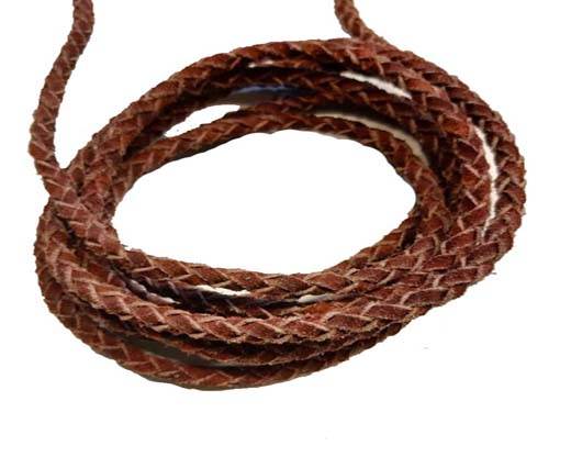  Suede Braided Leather Cords- Pink -5mm