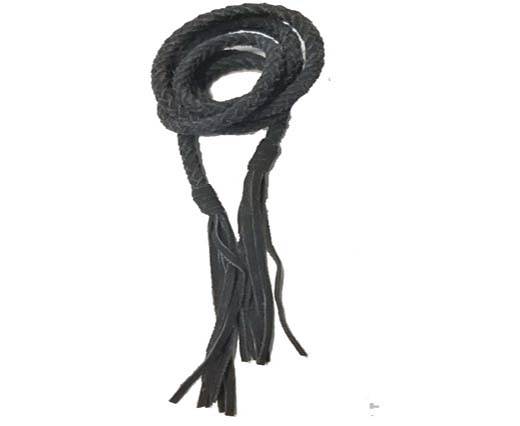 Suede Braided Belts with tassels - 8mm round -black