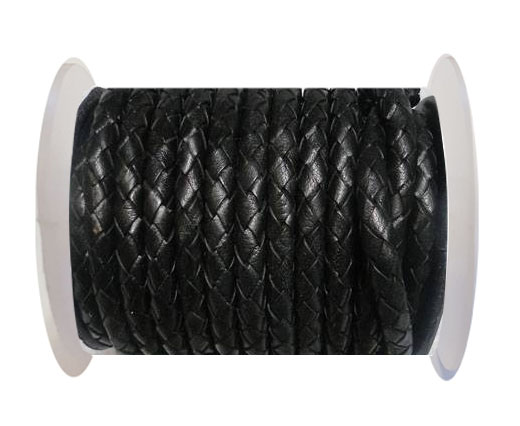 Round Braided Leather Cord SE/B/02-Black - 8mm