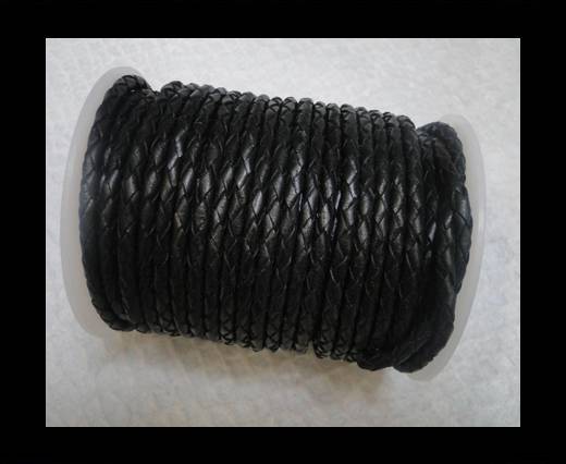 Breided Leather cords 4 mm Black