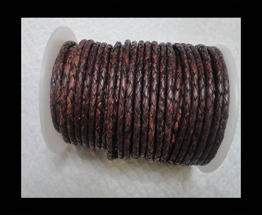 Breided Leather cords 4 mm bordeaux