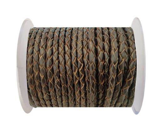 Round Braided Leather Cord SE/R/03-Brown-natural egdes-5mm