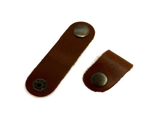 LEATHER BUTTON CLIP - BROWN