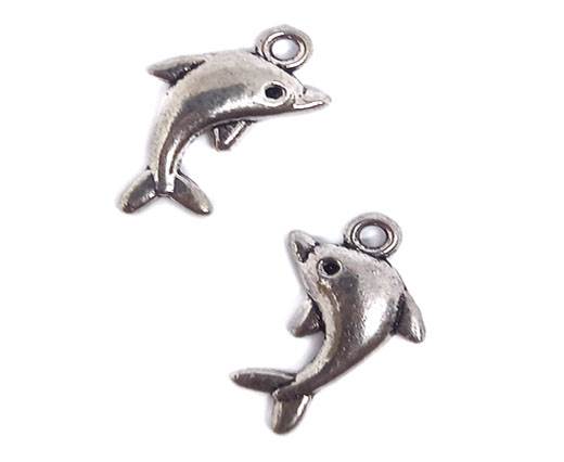 Zamak Silver Plated Bead CA-3070 dolfins