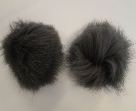 Fox Fur Pom Pom-Dark Grey-10cms