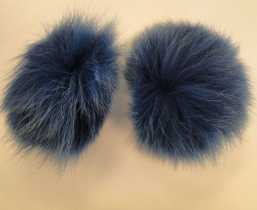 Fox Fur Pom Pom-Dark Blue-10cms