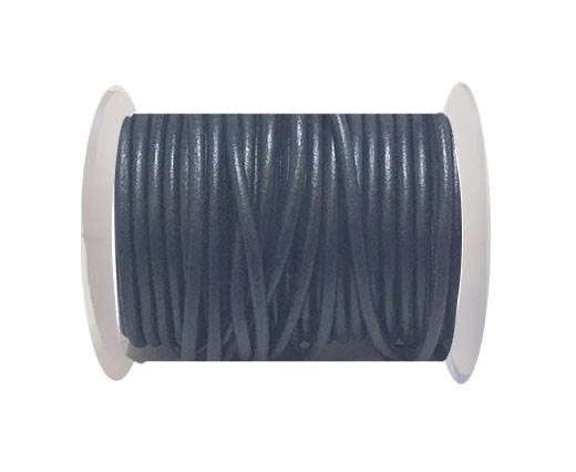 Round leather cord-4mm-  Dark blue