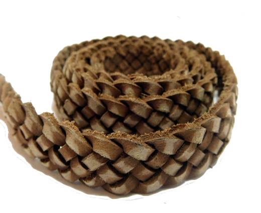 Flat braided cord - 20mm by 4mm - Vintage Dark Brown