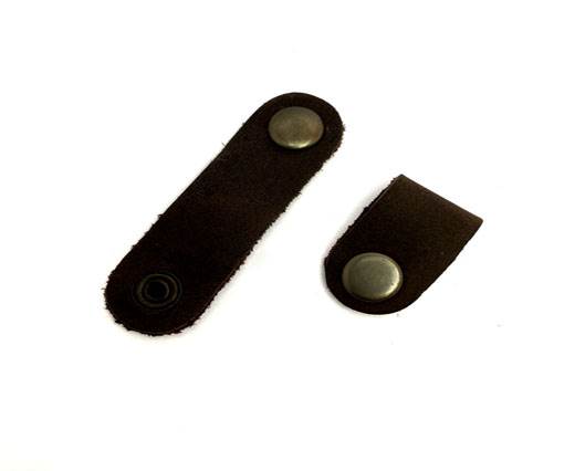 LEATHER BUTTON CLIP - DARK BROWN