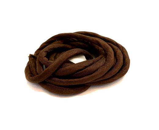 Real silk cords with inserts - 8 mm - Dark Coffee