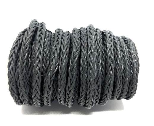 Square Braided Bolo Leather Cords-4mm-Dark Grey