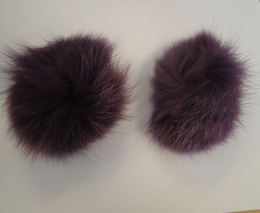 Fox Fur Pom Pom-Dark Purple-10cms