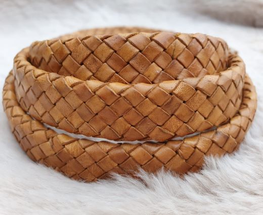 Oval Braided Leather Cord-15.5 by 4.5mm-DB-02