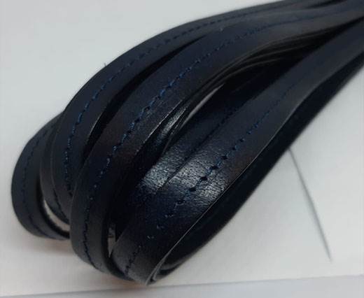  Italian Flat Leather 10mm-deep blue-single blue stitches