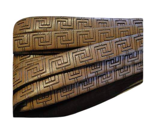 Design Embossed Leather Cord - 10mm - Papyrus style-Brown
