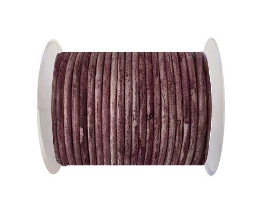 Round Leather Cord - Vintage Bordeaux  -4mm