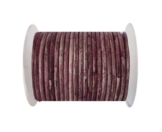 Round leather cord-3mm- Vintage Bordeaux(037)
