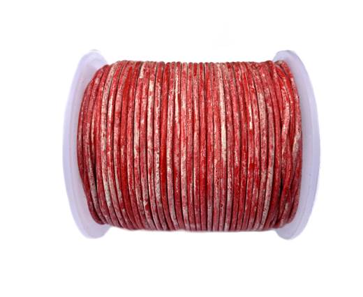 Round Leather Cord -1mm-  Vintage Red