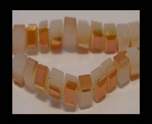 Faceted Cubes-6mm-White Jade. Half Wine Red
