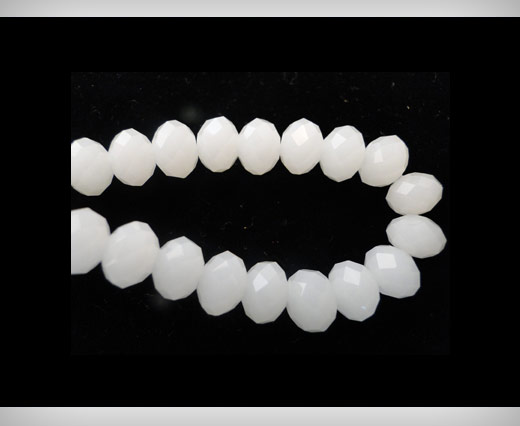Faceted Glass Beads-8mm-White-Jade