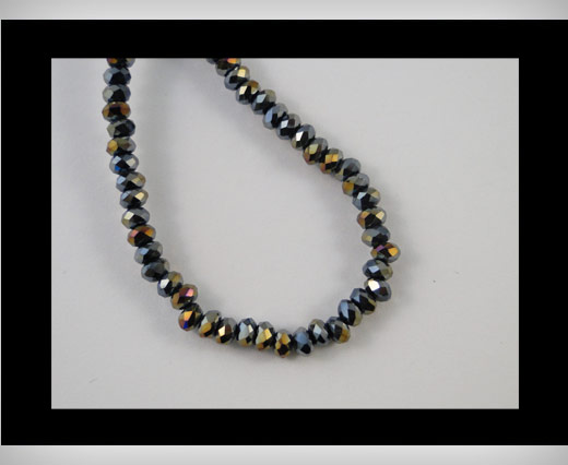 Faceted Glass Beads-6mm-Black Quartz AB