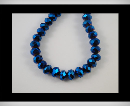 Faceted Glass Beads-8mm-Metallic blue