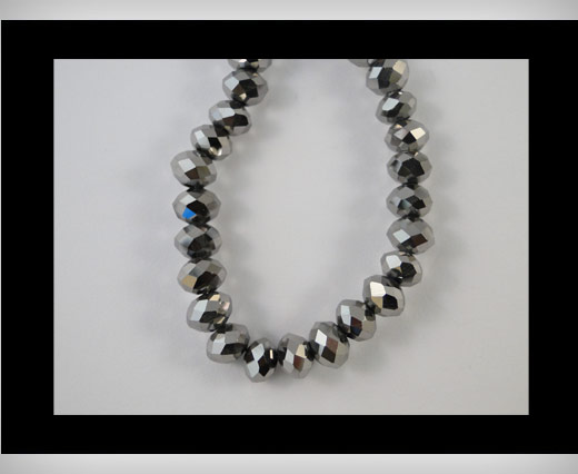 Faceted Glass Beads-8mm-Metallic Grey