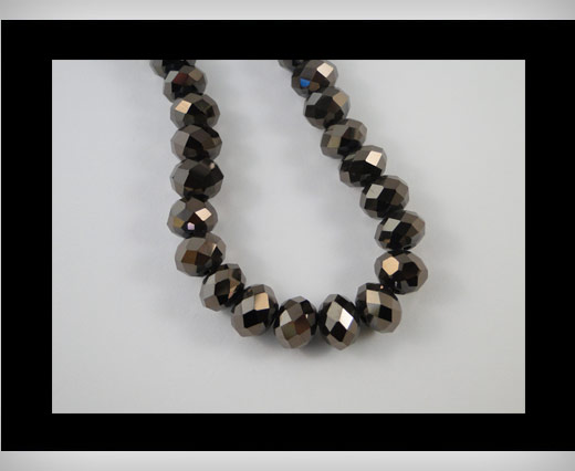 Faceted Glass Beads-12mm-Metallic Black