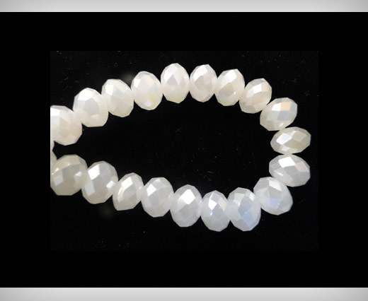 Faceted Glass Beads-18mm-White-Jade-AB