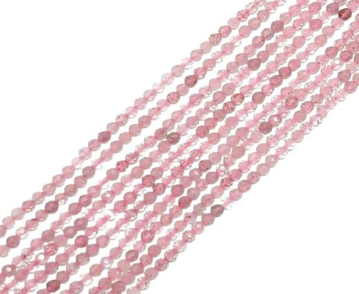 Faceted Natural stones - 2mm - Strawberry Crystal