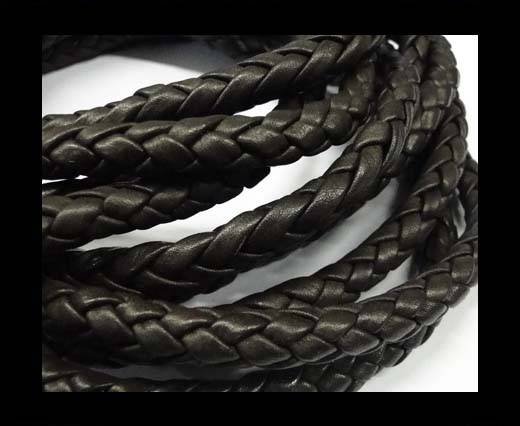 Fine Braided Nappa Leather Cords  - dark brown-8mm