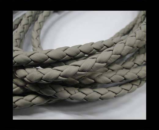 Fine Braided Nappa Leather Cords  - light grey-8mm