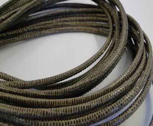Round stitched nappa leather cord 2,5mm-lizard taupe + paillettes transparent