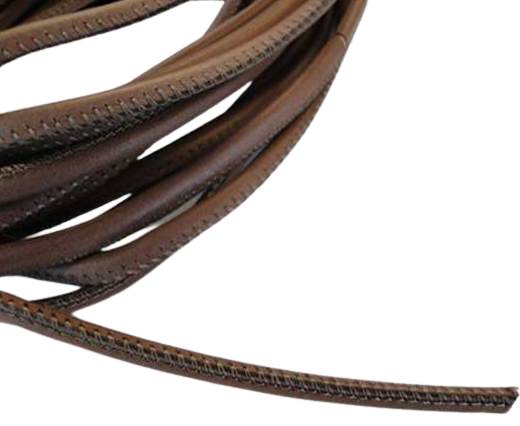 Round stitched nappa leather cord Brown-4mm