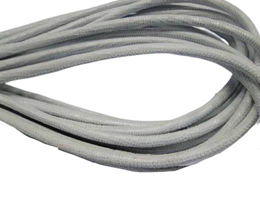 Round stitched nappa leather cord Lizard-Style -Light Grey -4mm