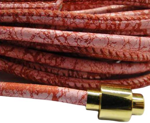 Round stitched nappa leather cord Cracked Vintage Red-4mm