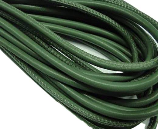 Round stitched nappa leather cord Leaf Green-4mm