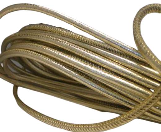 Round stitched nappa leather cord Light Gold-4mm