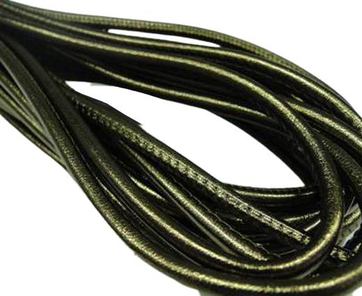 Round stitched nappa leather cord Metallic Bronze-4mm