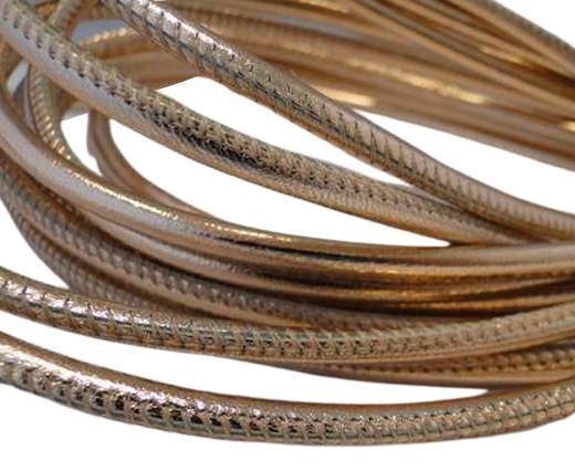 Round stitched nappa leather cord Rose Gold-4mm