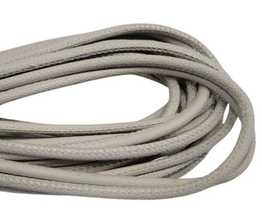 Round stitched nappa leather cord Ivory -4mm