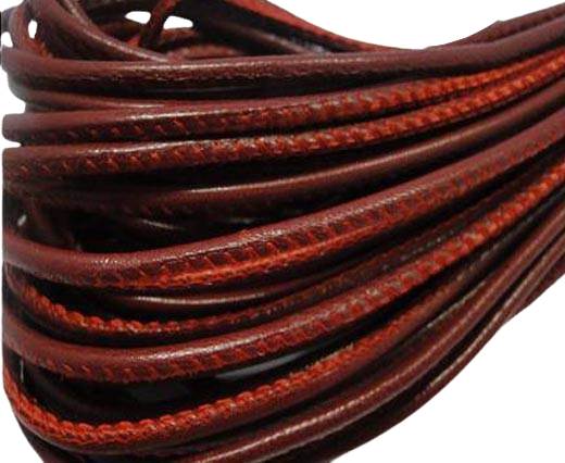 Round stitched nappa leather cord Red -2,5mm