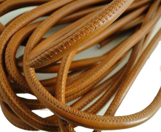 Round stitched nappa leather cord Saddle Brown-4mm