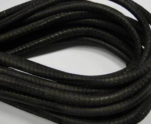 Round stitched nappa leather cord Snake style-Dark brown-4mm